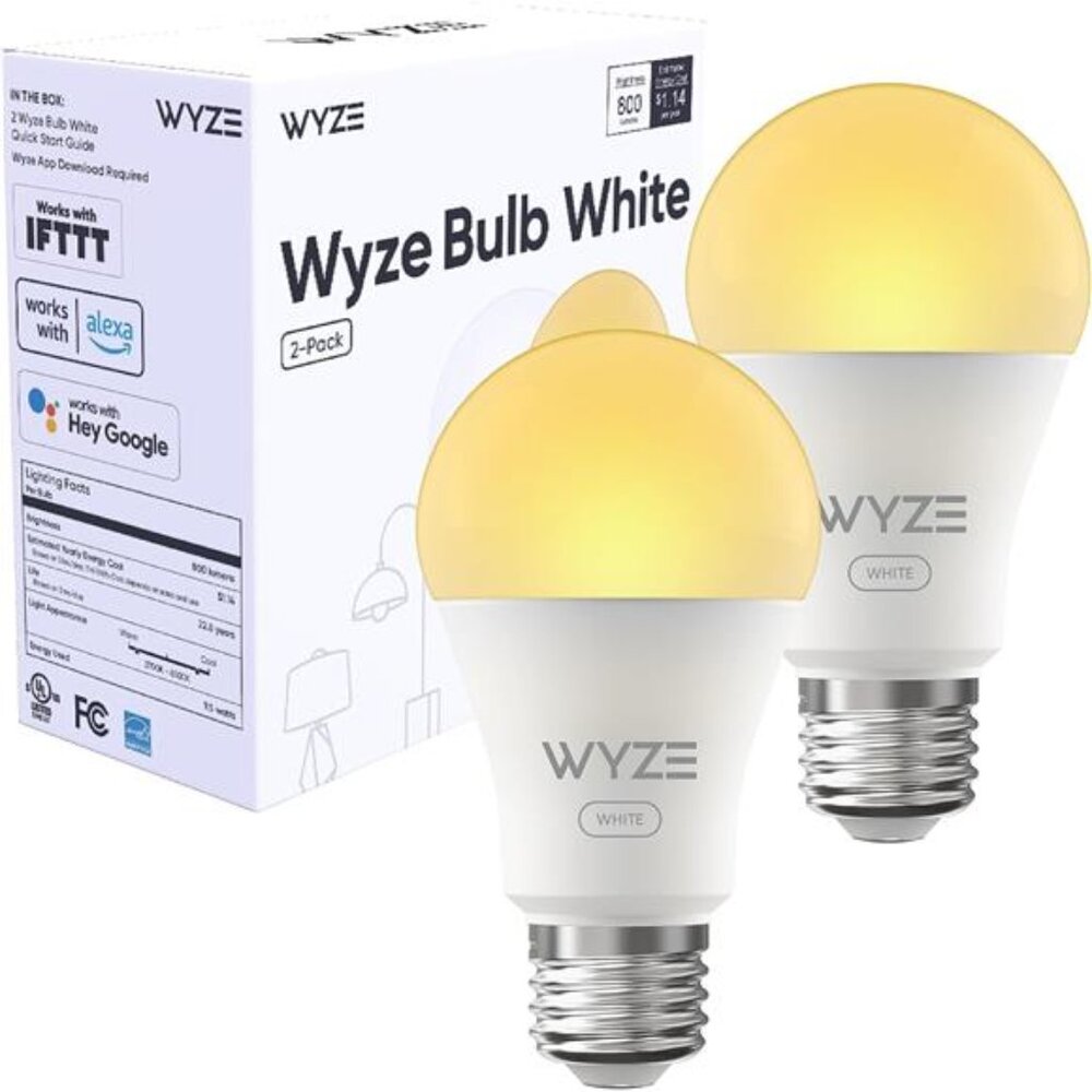 Wyze Bulb White, 800 Lumen, 90+CRI WiFi Tunable-White A19 Smart Light Bulb